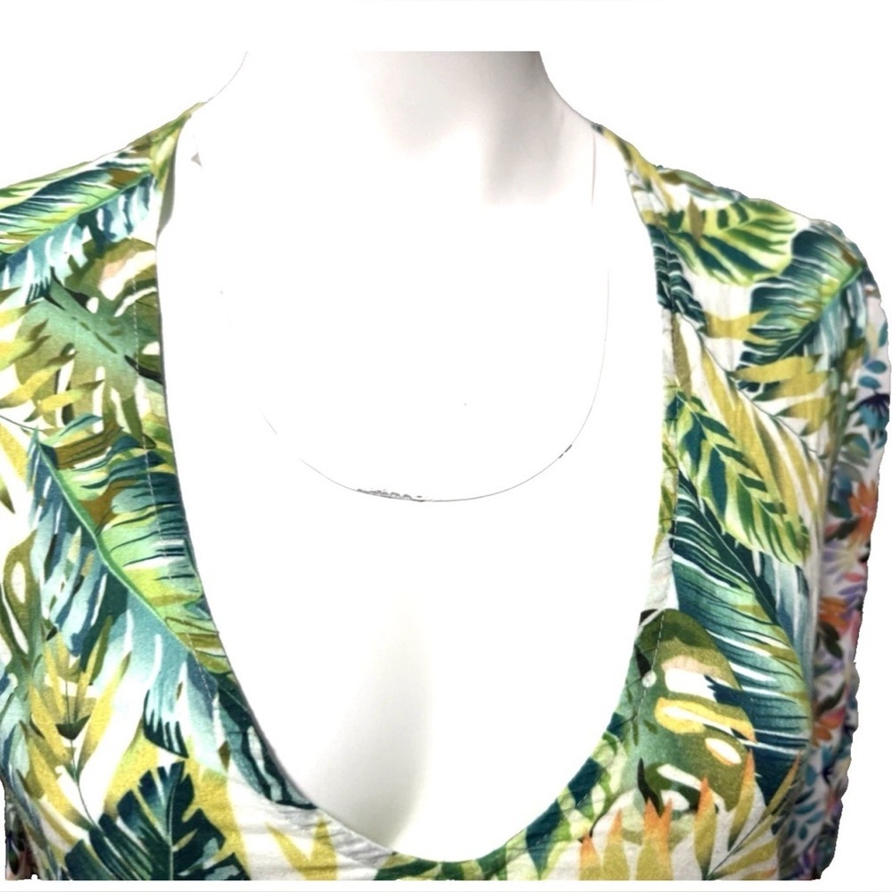 All Things Mochi Liona Mini Dress Tropical Floral Fit Flare Green Size S - Picture 4 of 14